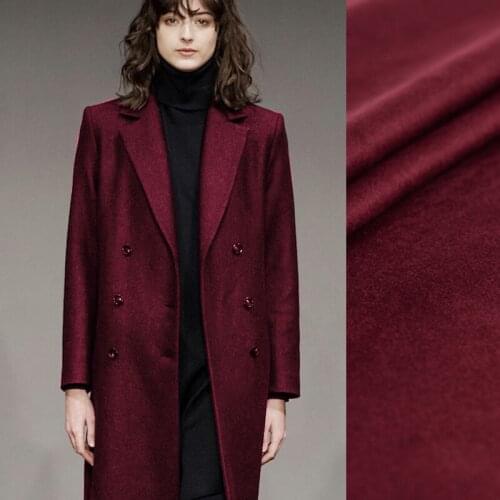Quality 150CM Wide 830G/M Weight Double Faced Dark Red Thick Cashmere Wool Autumn and Winter Overcoat Outwear Fabric J024