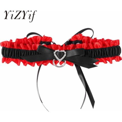 Bowknot Ring Collar Necklace Harajuku Gothic Women Girls Sweet Lolitas Ribbon Choker Heart Shape Neck Choker Decoration Necklace