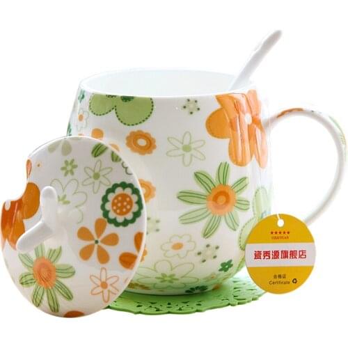 Bone Porcelain Mugs Creative Porcelain Cups with Coffers Couple Milk Breakfast Coffee Cup Cute