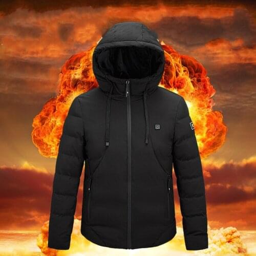 Electric Heated Jacket Thermal Hooded Jacket Cotton Padded Heating Vest Jacket Men Intelligent Temperature Control Heated Coat