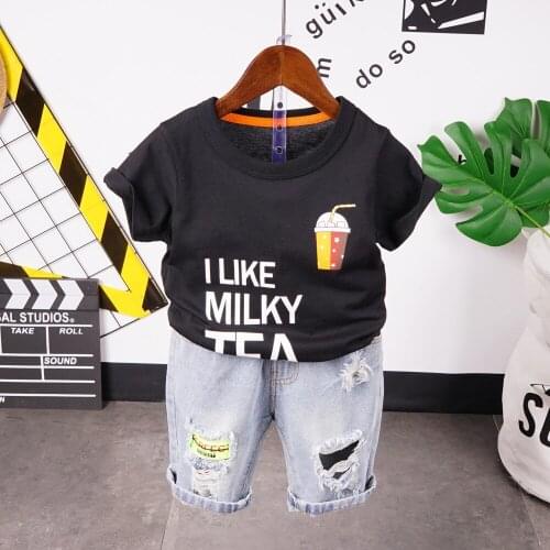 Summer Kids Baby Clothes Set for Boys Cut letter printing Infant Clothing Suit boys Top T-shirt Toddler Outfit 2-7Years