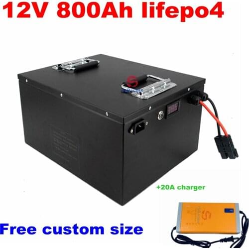 Lifepo4 12.8V 12V 800AH lithium battery BMS 12.8V for caravan RV EV inverter Solar energy backup power boat +20A Charger
