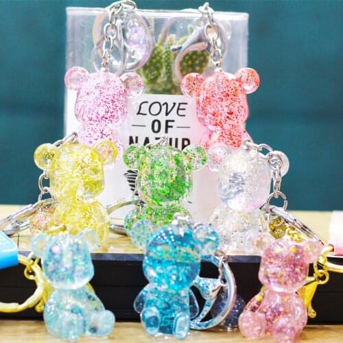 Cute Colorful Bear Acrylic Keychain Hot Sale Practical Student Car Pendant Gift Creative Animal Key Chain In 2020