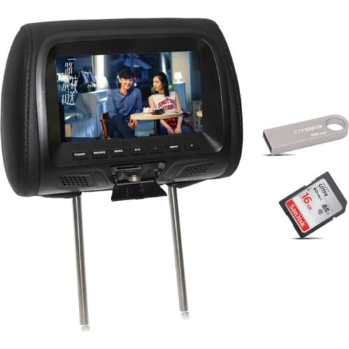 One pcs 7inch universal headrest car monitor with AV USB/SD/FM speaker 12v input car lcd display car tv free shipping 800x480 HD