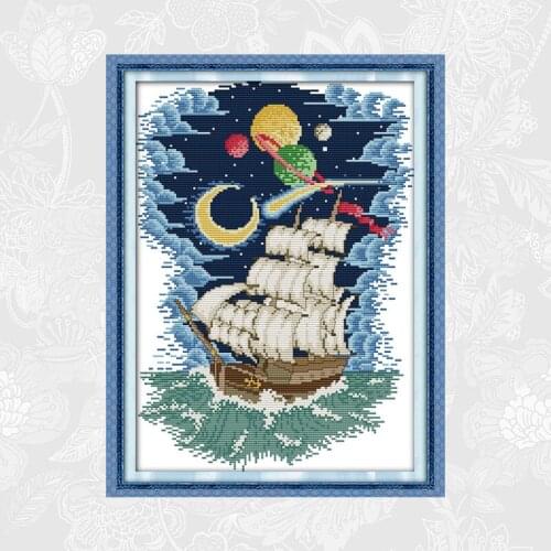 Navigation Cross Stitch Painting Printed Fabric 14CT 11CT DMC Embroidery Kits DIY Handwrok Needlework Crafts Home Decoration