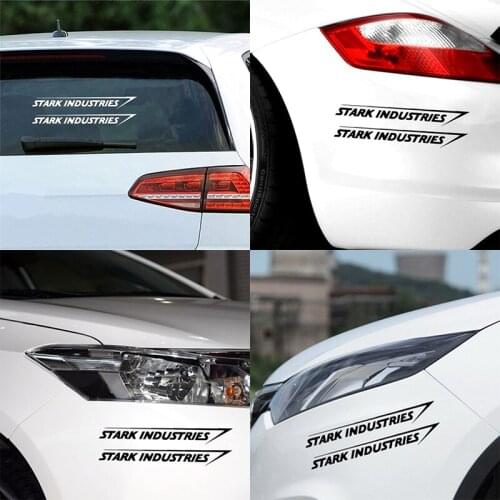 2Pcs Stark Industries Car Sport Racing Body Stripes Stickers Vinyl Decals Black White Car Exterior Decoration