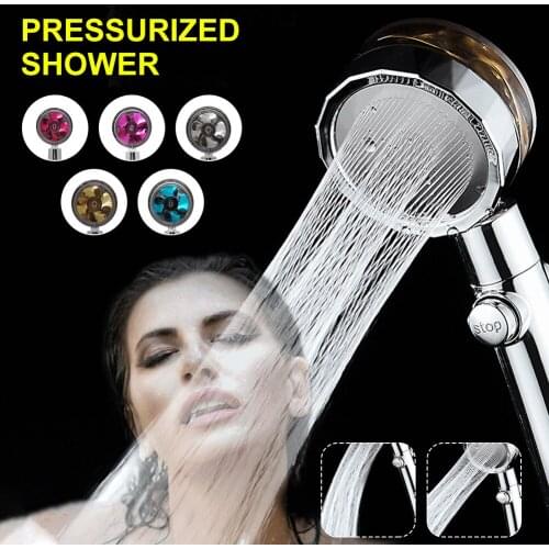 Home Shower Head Water Saving Flow 360 Degrees Rotating With Small Fan ABS Rain High Pressure spray Nozzle Bathroom Accessories