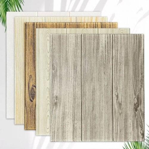 35*35 Cm 3D Stereo Wall Stickers Waterproof Foam Wallpaper Self-adhesive Decorative Ceiling Wood Grain Stickers Wall Decoration