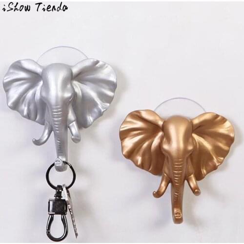 Wall Door Hook Lovely Elephant Head Self Adhesive Hanger Bag Keys Sticky Holder for Coats Hats Towels Hanging Organizer Decor