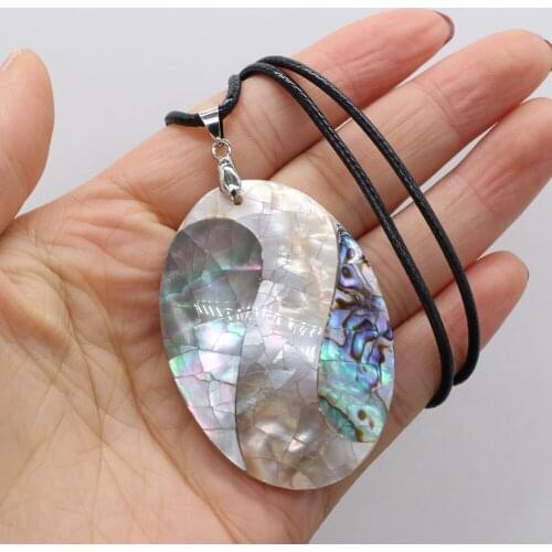 Natural Shell Necklace With Egg-Shaped Pendant Leather Cord 2MM Charms For Elegant Women Love Romantic Gift