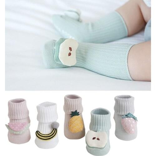 1 Pair Baby Socks Girl Boy Soft Cotton Sock Newborn Cartoon Fruit Bowknot Anti Slip Floor Sock Spring Summer Infant Toddler Sock