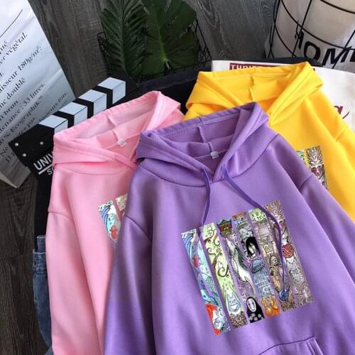 New Japanese Anime Hoodie Totoro Print Hoodies Sweatshirts Women Harajuku Hoodie Spirited Away Sweatshirt Hoody Sudadera Mujer