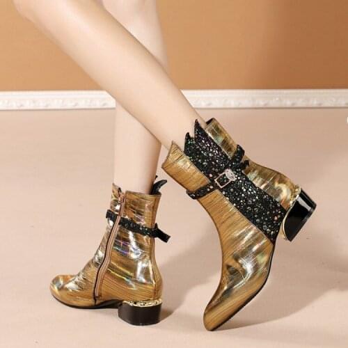 2020 Autumn Boots Female women shoes Ankle British Wind Genuine Leather Thick With Short Boots Motorcycle Martin shoes