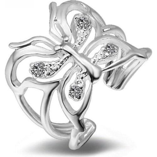 Send box New fashion 925 butterfly pattern ring new Christmas gift exquisite silver jewelry # 60