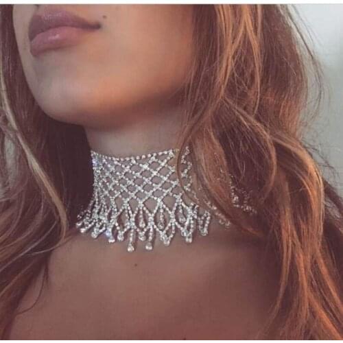 TIMEONLY Luxury Multi Layered Bling Rhinestone Choker Necklace for Women Ladies Wedding Gifts Charms Necklace Fashion Jewelry