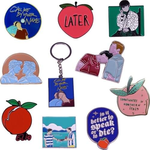 Peach Italy Call Me By Your Name Movie Pin Elio and Oliver Boy Love Badge LGBT Gay Movie Fans Flair Art Addition
