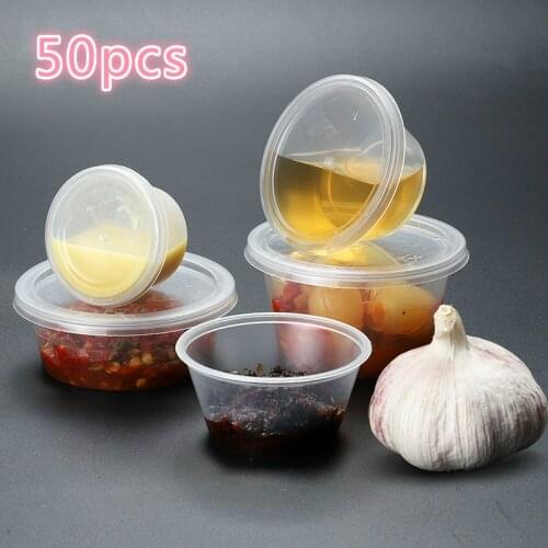 Plastic Seasoning Box Oz Sauce Cup 25/40/50mL Spices Siamese One-time Tasting Bowl Conjoined Sample Storage Cup 50pcs