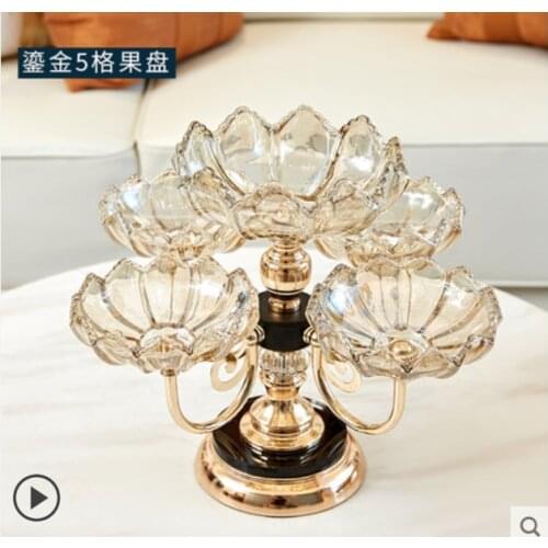 Luxury Candy Chocolate Snacks Dried Fruit Plate Serving Tray Home Living Room Crafts Storage Creative Multi-layer Fruit Plate