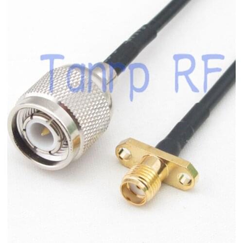 6in TNC male plug to SMA female with 2 hole panel RF connector adapter 15CM Pigtail coaxial jumper cable RG174 extension cord