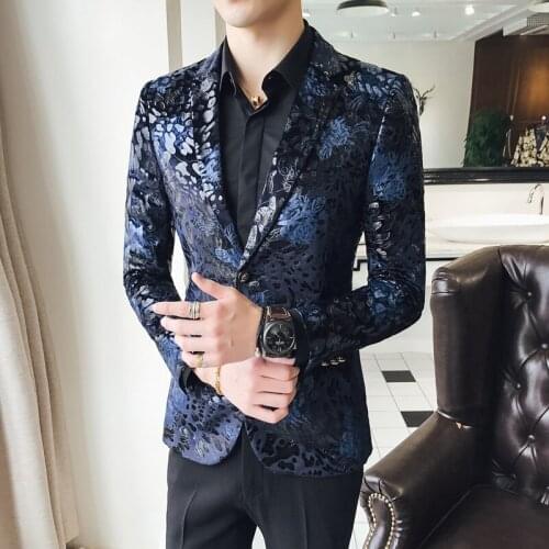 2021 Spring Autumn Men Business Casual British Style Dress Dinner Velvet Slim Fit Suit Coat Jacket Party Prom Blazer M-5XL