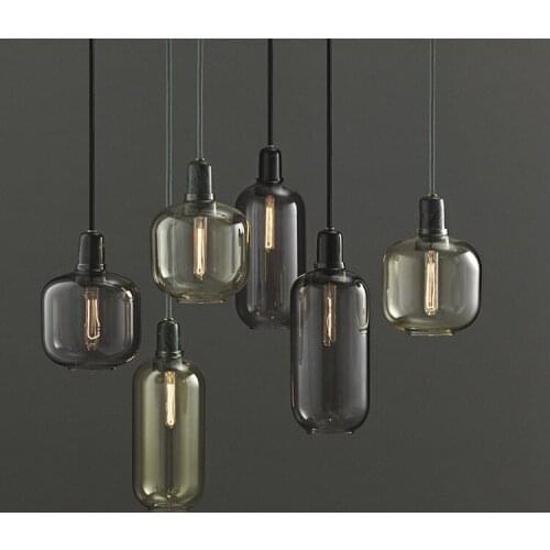 Vintage Industrial Danish Glass Pendant Lights Dining Room Marble Single-head Hanging Lamps Bar Deco Bedroom lights Fixtures