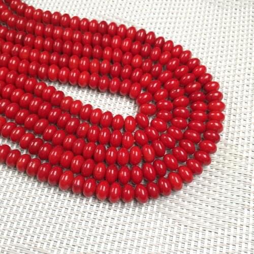 High Quality Natural Stone Coral Beaded Red Abacus Loose Isolation Beads for Jewelry Making DIY Charm Necklace Bracelet Earring
