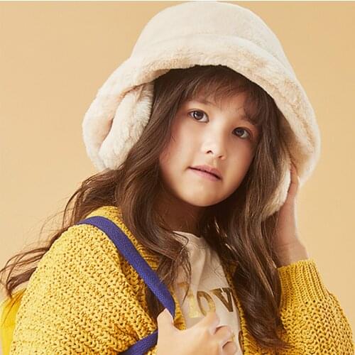 OhSunny Winter Outdoor Solid Antistatic Soft Warm Fishing Cap Faux Fur Rabbit Bucket Hat Adjustable Size Detachable Earmuff