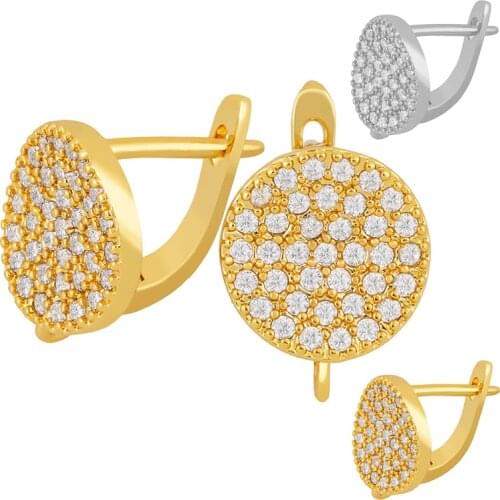 OCESRIO Gold Handmade Bead Small Coin Zircon Earrings Hooks For Women With Stone Crystal Bohemian Hollow Out Jewelry erha046