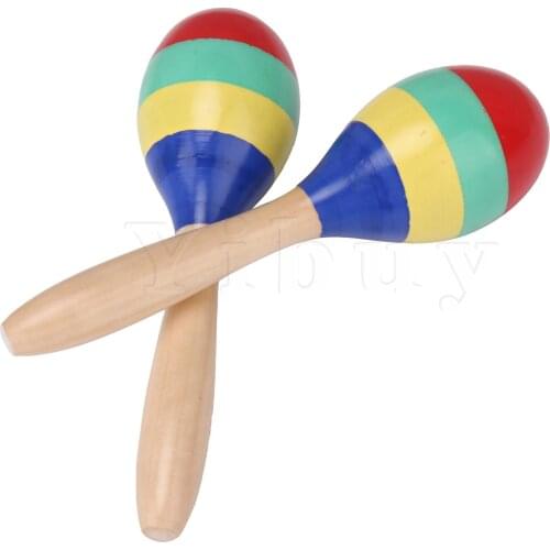 Yibuy 2PCS Color Wooden Orff Sand Hammer Maraca Percussion Musical Instruments