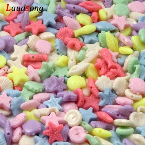 20 Gram/Pack Candy Color Mixed Marine Animals Plastic Beads For Jewelry making Necklace Bracelet Handmade DIY Accessories