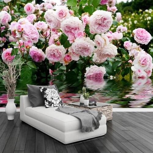 Custom 3D Mural Wallpaper Pastoral Style Pink Flowers Photo Fresco Living Room Bedroom Romantic Decor Papel De Parede Floral 3 D