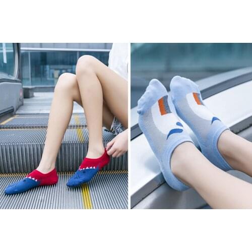 5 Pairs/Lot New Style Ladys Cartoon Animal Design Shallow Mouth Boat Socks High Quality Silica Gel Non-Slip Invisible Sock