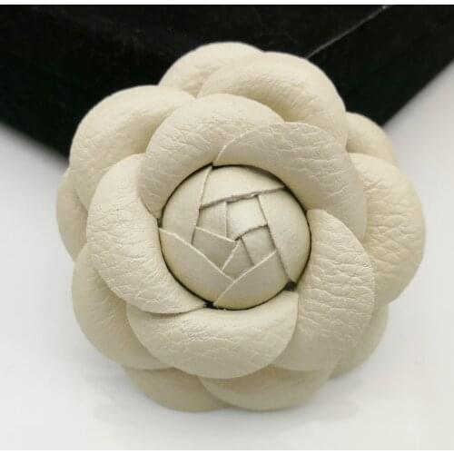 Korean Big Handmade Leather Camellia Flower Brooch Pin for Women Jewelry Wedding Brooches Clothes Accessories Girls Gifts