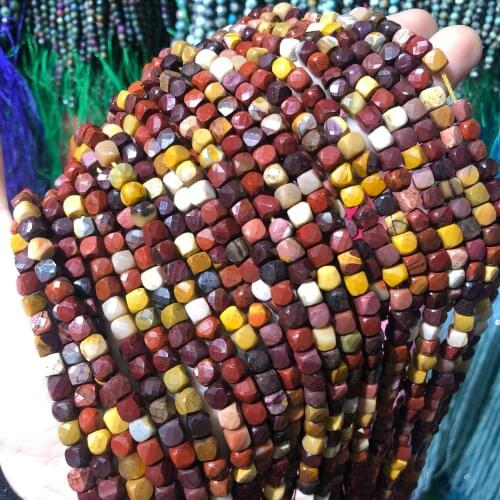 Natural stone Bead Mookaite Egg Yolk Gem Faceted square Loose Beads For Jewelry Making DIY Bracelet Necklace Accessories 4x4mm