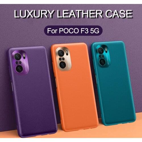 For Xiaomi POCO F3 5G Case Luxury PU Leather Metal Lens Protection Soft Cover for Xiaomi Mi 11i POCO F3 Redmi K40 Pro Case Capa
