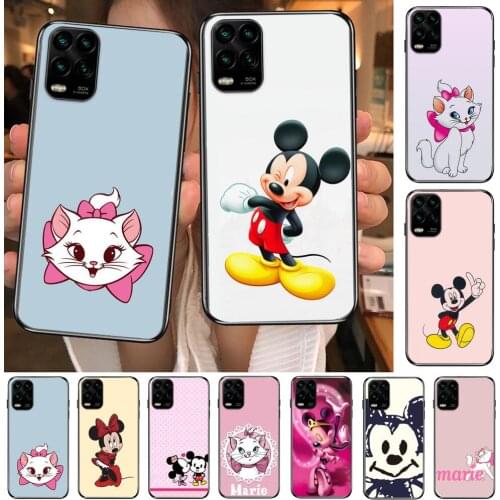 Disney Cat Marie Mickey Mouse cartoon Phone Case For XiaoMi Redmi Note 11 10 9S 8 7 6 5 A Pro T Y1 Anime Black Cover Silicone Ba