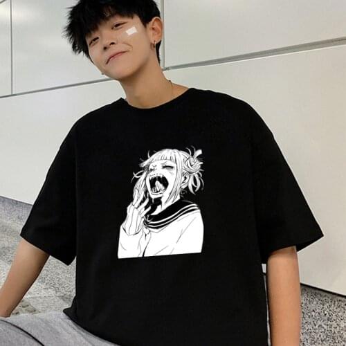 Harajuku Japanese Toga Himiko Print T Shirt Men Boku No Hero Academia Mens t-shirt Streetwear My Hero Academia Tshirts Hip Hop