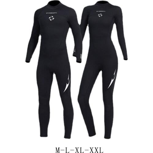 Full Length 3mm Wetsuit, Adult Neoprene Surfing One Piece Diving Wet Suit Rash Guard- Quick Drying, Back Zipper, Long Sleeve