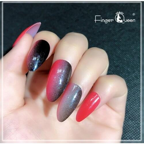 Rainbow Gradient Fake Nails Full Coverage Color Dot Rendering Effect Jump Color Flash Stiletto Nail DIY Nail Material 24pcs/Box
