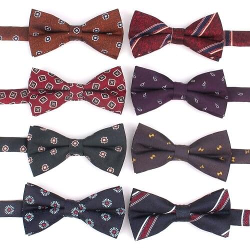 Classic Jacquard Men Bow Tie Claret Bowtie For Men Floral Bow Ties For Business Wedding Butterfly Suits Cravats Adult Bowties