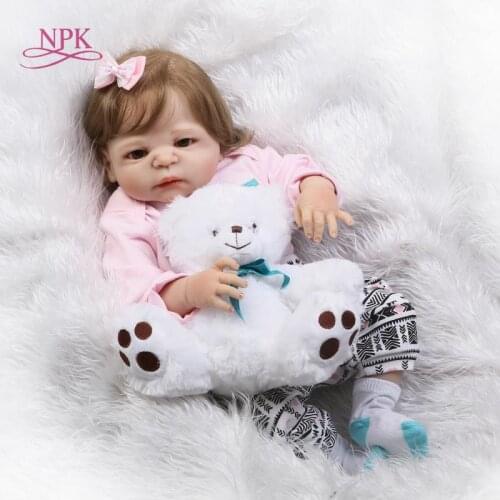 Ship from Brazil 57cm Silicone Reborn Baby Doll Kids Playmate Gift for Girls Bebe Alive Toys for Bouquets Doll Bebes Reborn