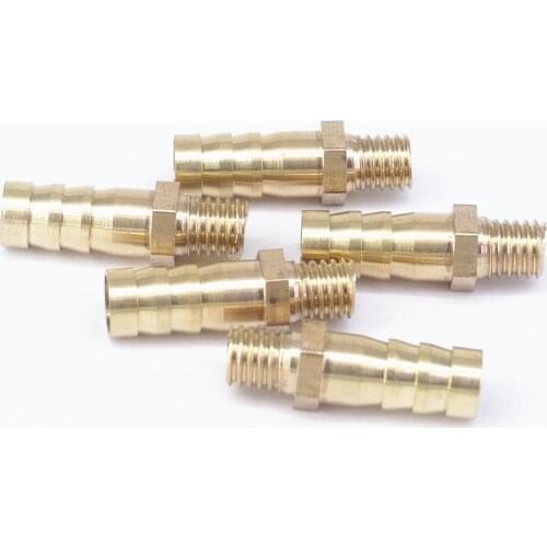 LOT 5 Hose Barb I/D 8mm x M8x1.25mm Metric Male Thread Brass coupler Splicer Connector fitting for Fuel Gas Water