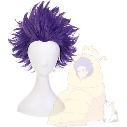 MHA Cosplay Shinsou Hitoshi Short Purple Wig My Hero Academia Shinso Boku no Hero Academia Men Carnival Synthetic Hair + Wig Cap
