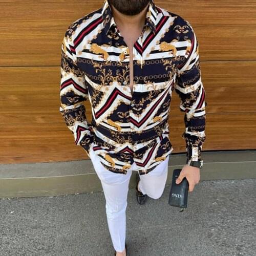 Men Brand Long Sleeve Shirt Floral Male Blouse Casual Shirts 2021 New Autumn Men Top Clothes camisa Slim Fit Party Shirt