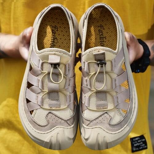 Summer 2020 men 39 sandals water hiking footwear sandals mountain holes mesh breathable knit slip on outdoor sandalias hombre