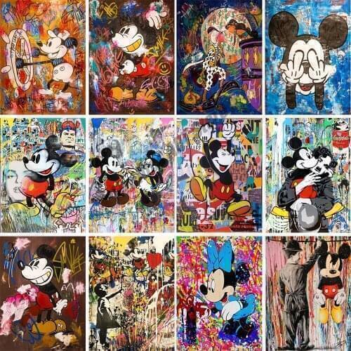 5D DIY Disney Diamond Painting Graffiti Art Mickey Mouse Donald Duck Diamond Embroidery Full Cross Stitch Kits Mosaic Home Decor