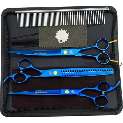 8" titanium blue pet shears dog grooming scissors dog cat hair animal clippers kit cut dog hair scisors pet scissors for cat
