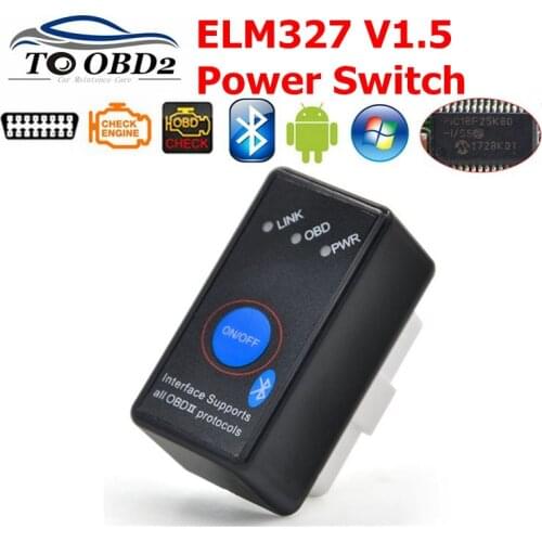 Real PIC18F25K80 Chip ELM327 V1.5 Bluetooth Power Switch on/off Mini ELM 327 1.5 OBDII Code Reader OBD2 Diagnostic Tool