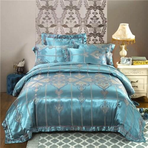 New bedding set Jacquard duvet cover set dark golden 4pcs/set bed linen luxurious bedclothes queen king size adult bed set Luxur