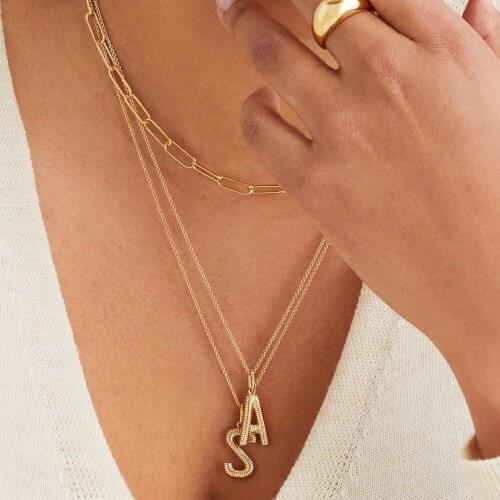 INS Hot Initial Necklace Jewelry Initial Alphabet Metal Gold Plated Pendant Necklace Jewelry For Women Girl Trendy Jewelry Gift